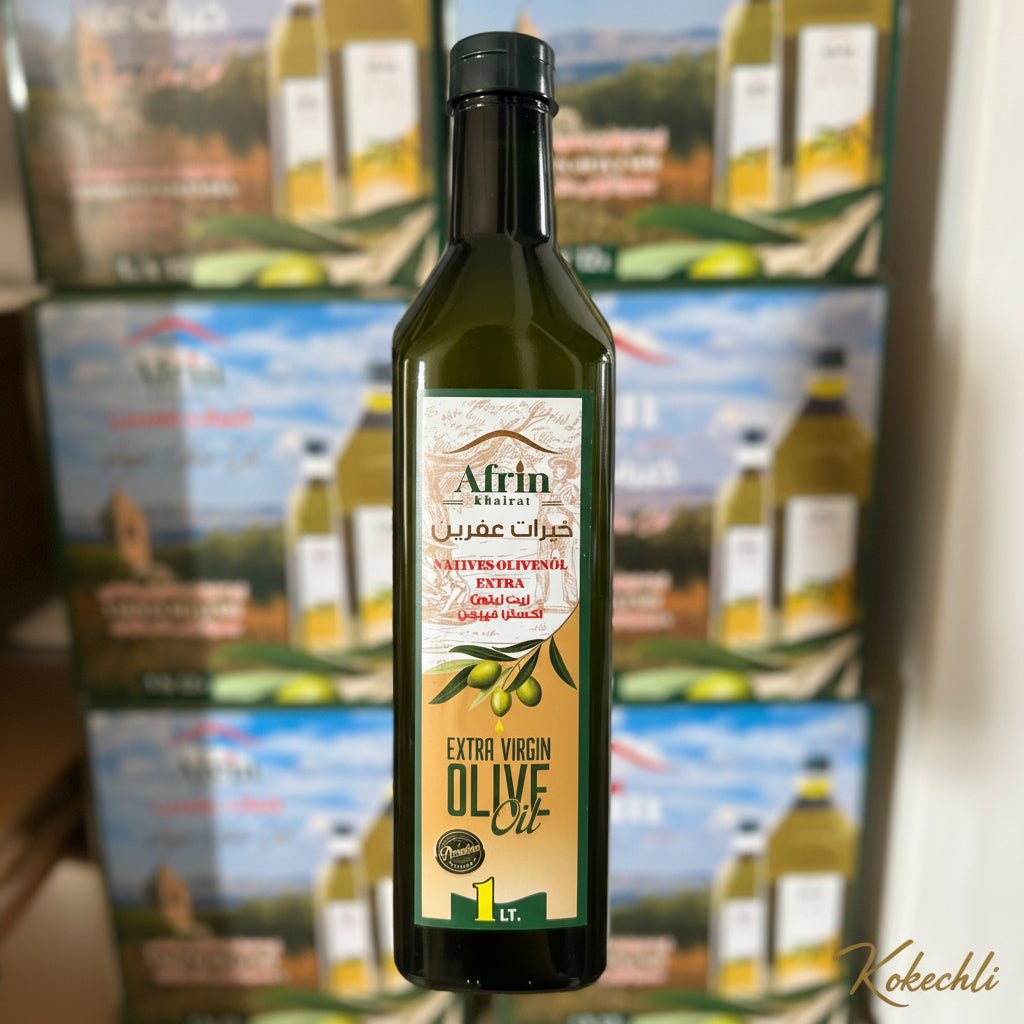 Huile d’olive extra vierge Afrin Khairat 1L – Huile d’olive naturelle premium d’Afrin (Syrie) - Kokechli Kokechli