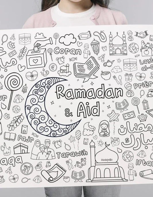 Mon Grand Poster "Ramadan & Aid" à colorier - Dès 3 ans - Édition : DeeniLearn - KokechliDeeniLearn