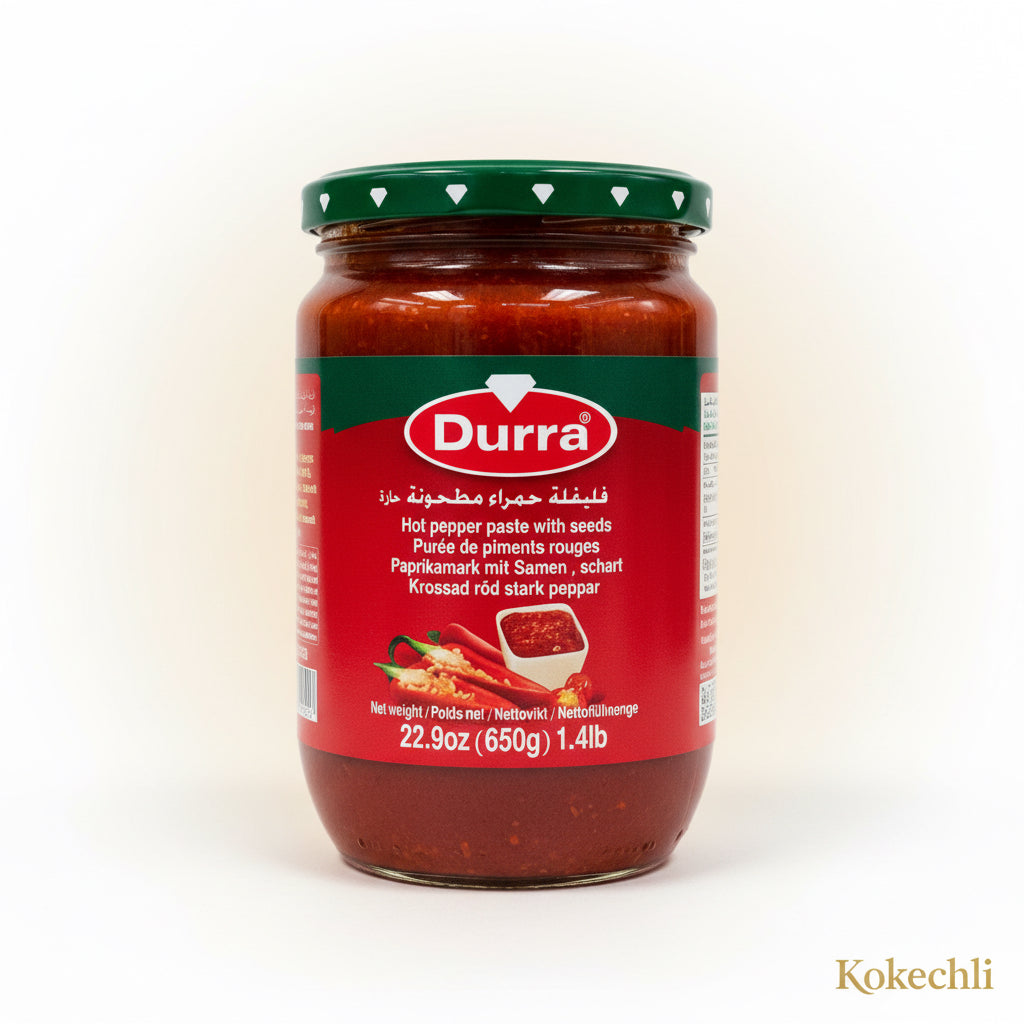Pâte de Piment Fort avec Graines Durra 370 g – Condiment oriental au poivron rouge