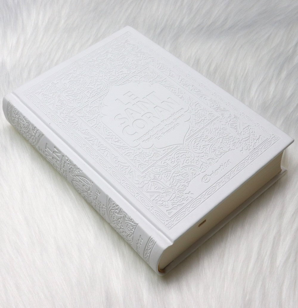Le Saint Coran - Transcription phonétique et Traduction des sens en français - Edition de luxe (Couverture cuir blanche)