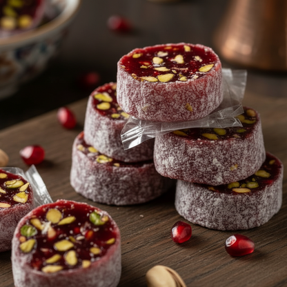 Lokoum grenade fourré à la pistache – 5 pièces rondes