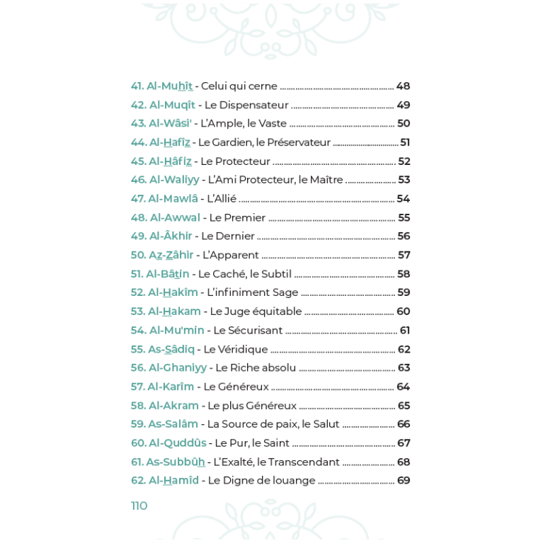 99 Noms d’Allah tirés du Coran et de la Sunna - KokechliAl Hadîth
