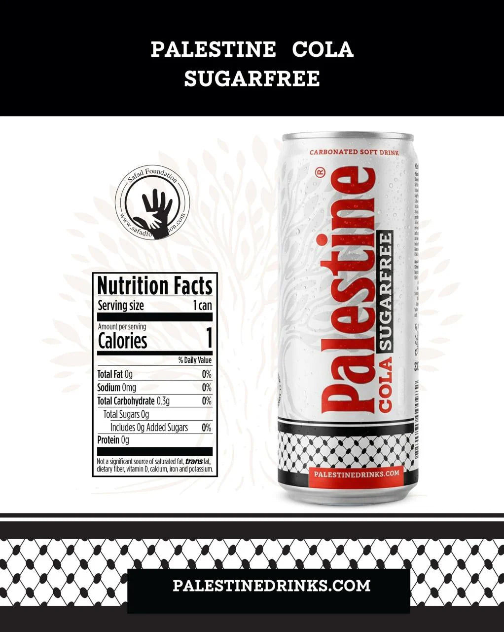 Palestine Cola Sugarfree – Boisson gazeuse sans sucre 330ml