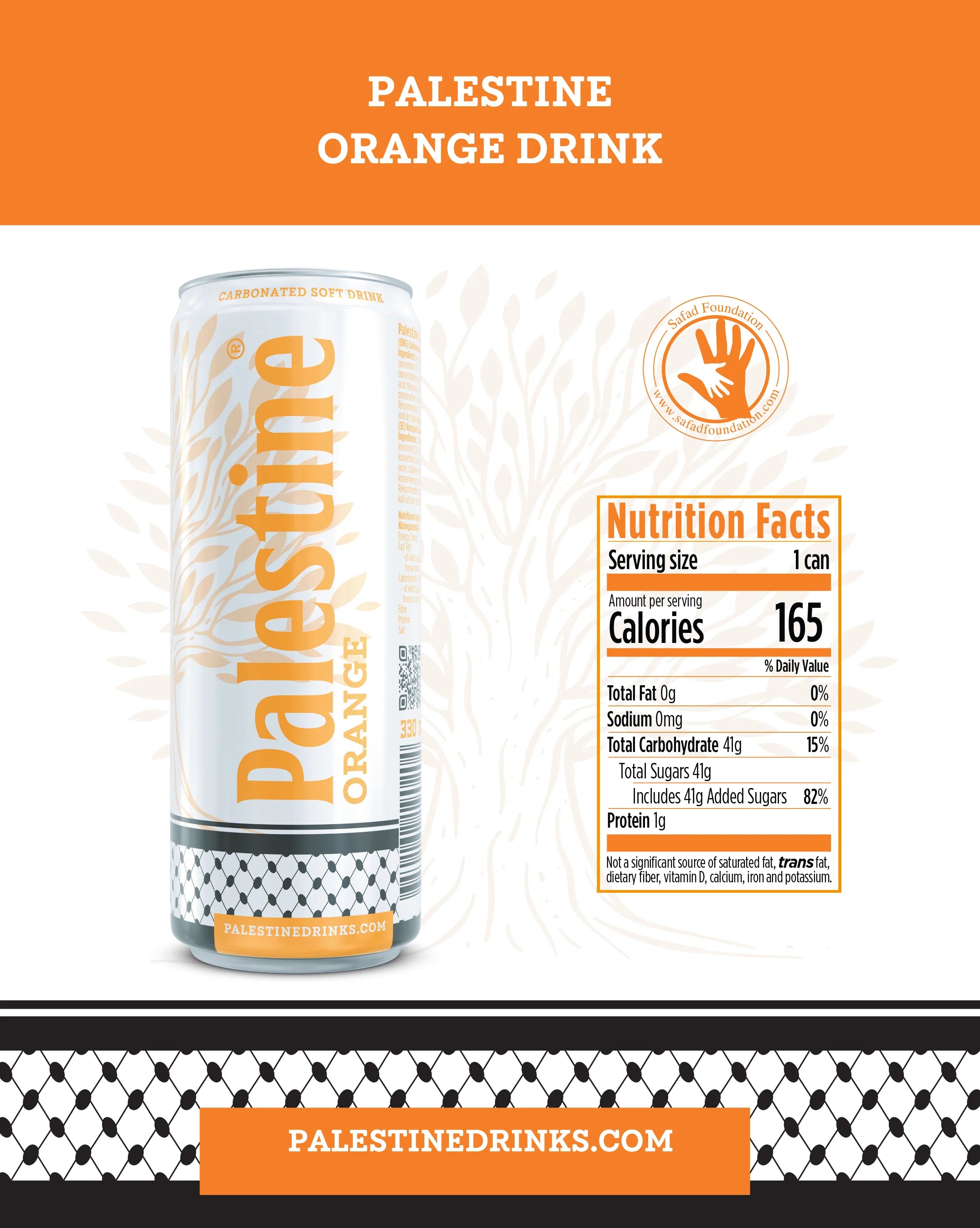 Palestine Orange Drink – Boisson gazeuse à l'orange 250ml