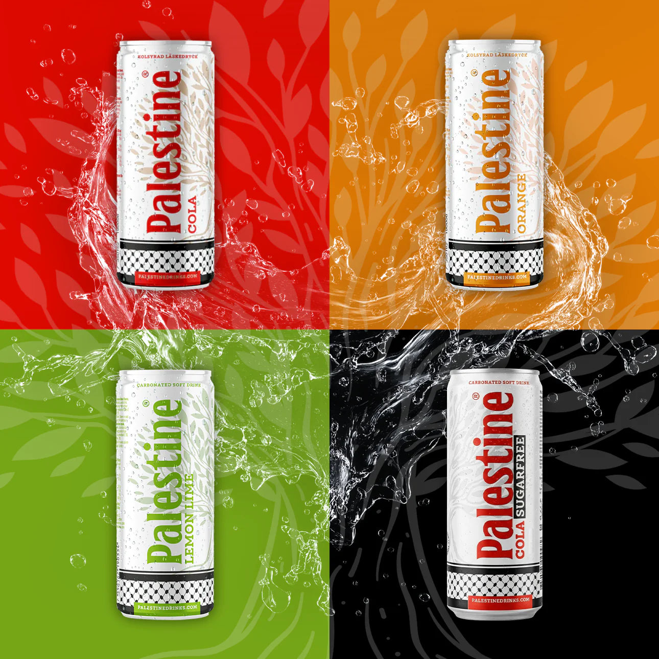 Palestine Drinks – Boissons gazeuses au choix (Cola, Energy, Orange, Lemon Lime, Cola Sugarfree)