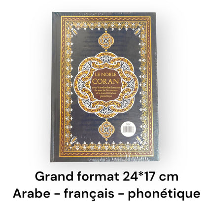 Saint coran arabe français phonétique grand bleu marine