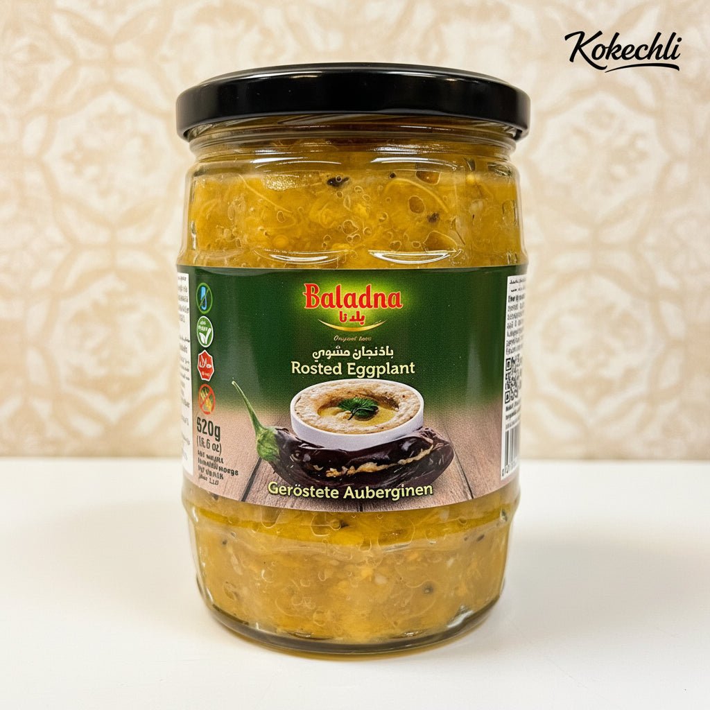 Aubergines grillées Baladna 520g - Bocal pour moutabal et baba ghanouj - Kokechli Baladna