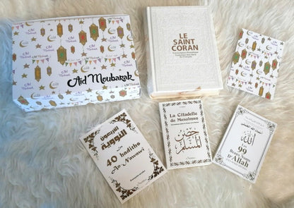 Coffret Cadeau Aïd Moubarak – Le Saint Coran + La Citadelle du Musulman + Les 40 Hadiths An - Nawawi + Les 99 Beaux Noms d’Allah – Orientica - Kokechli Kokechli