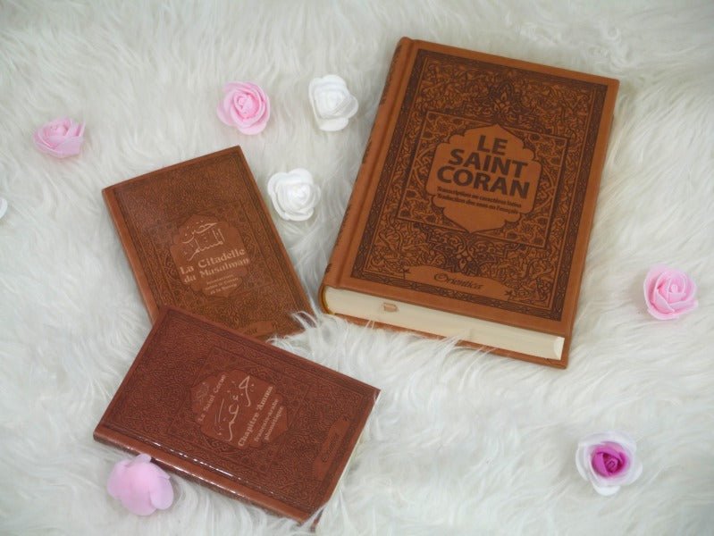 Coffret Cadeau Marron (3 Livres Français–Arabe–Phonétique) : Le Saint Coran, Jouz’ ‘Amma et La Citadelle du Musulman - Kokechli Orientica