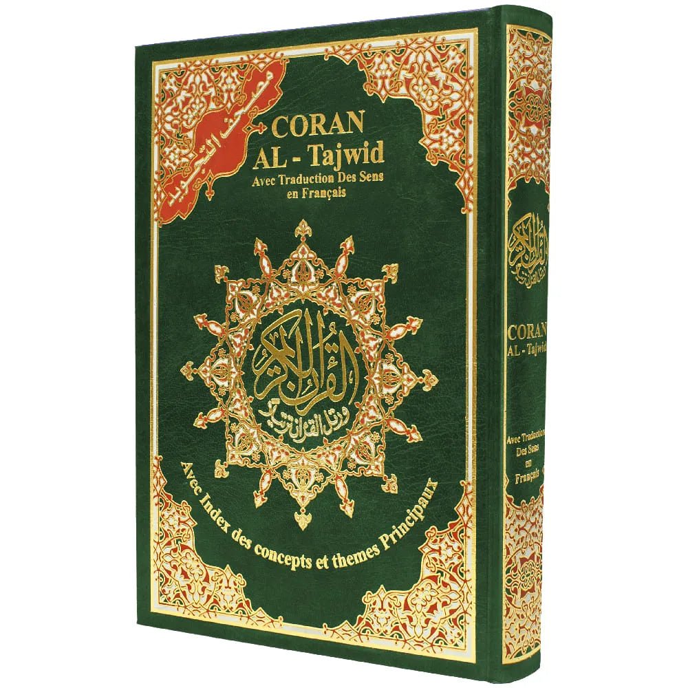 Coran Al-Tajwid avec traduction du sens en français – Édition Dar Almarifa – format 17×24 cm - Vert