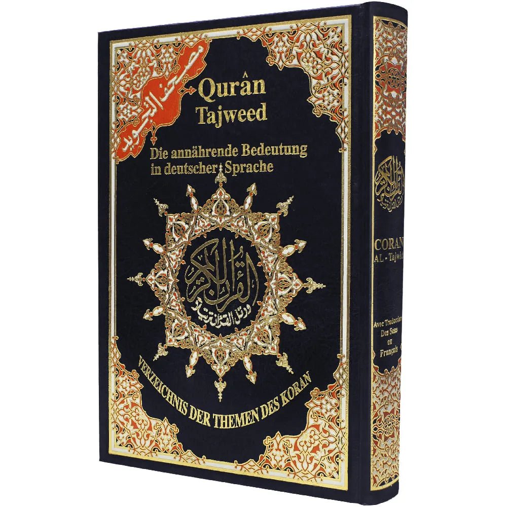Coran Allemand/Arabe – Tajwid avec traduction des sens et index thématique en allemand – 17 × 24 cm – Dar Al Maarifah - Noir