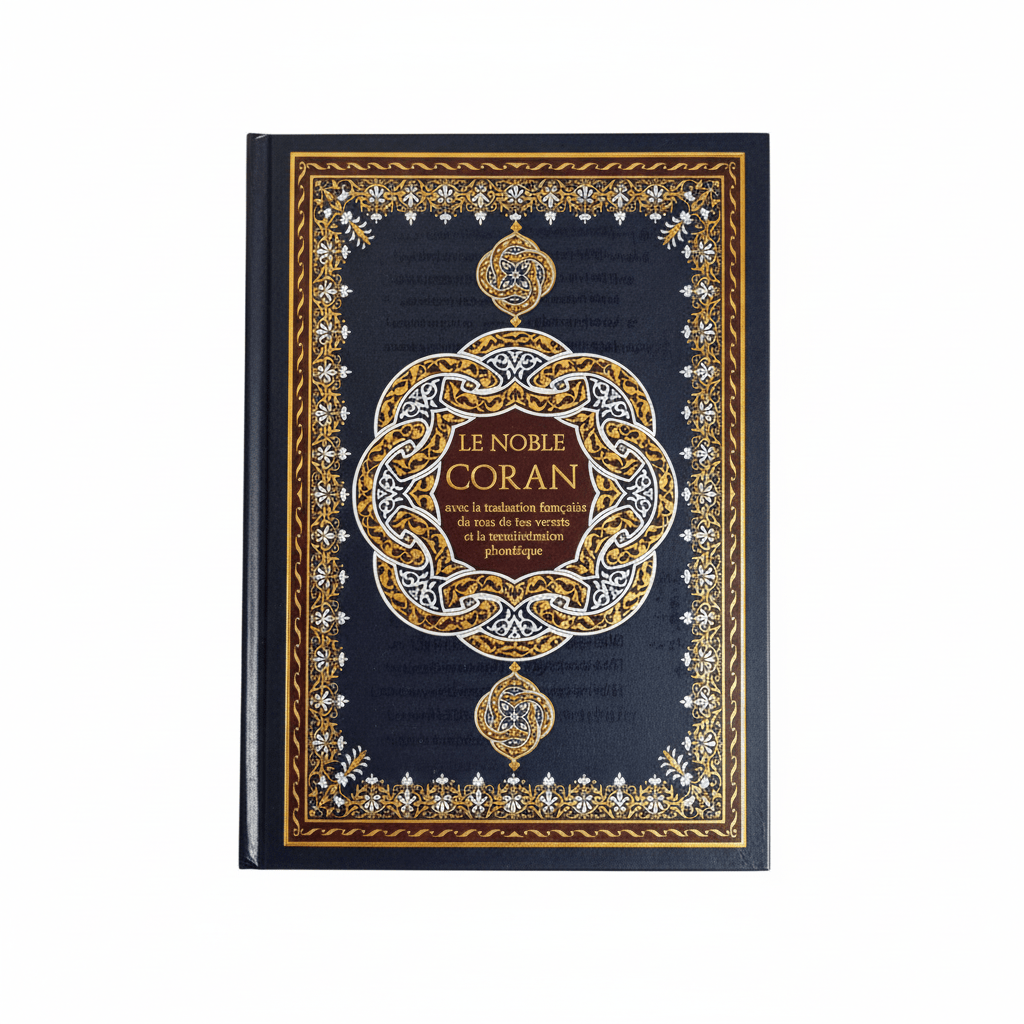 Coran grand format 24 * 17 cm | Arabe - Français - Phonétique | Maison d’Ennour - Bleue marine