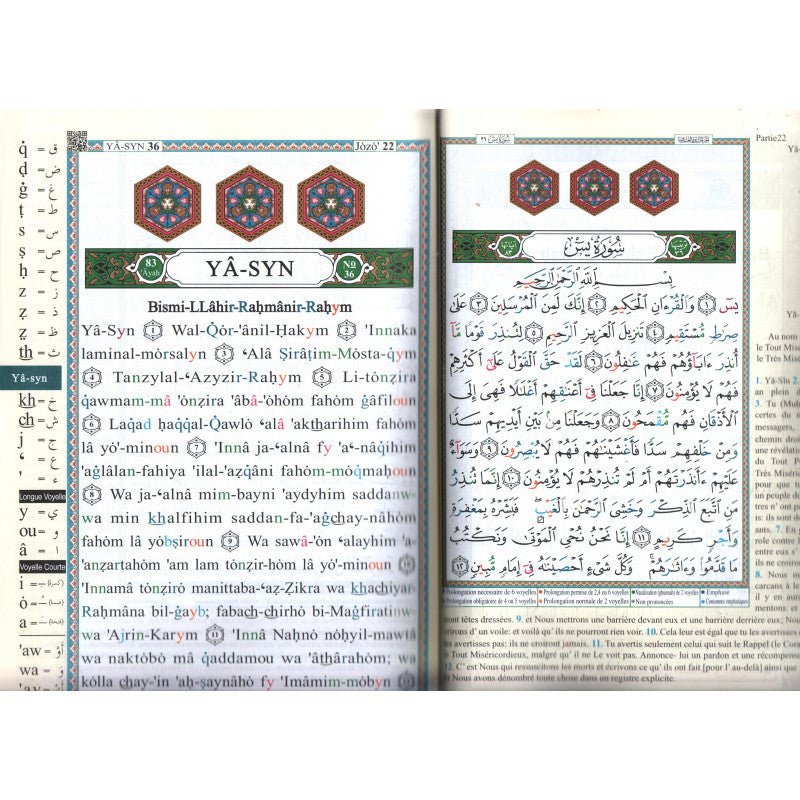 Coran tajwid Arabe – Quart Yasin (Sourates 36 à 114) – Tajwid en couleurs – Traduction Muhammad Hamidullah – 17 × 24 cm – Dar Al Maarifah - Kokechli Dar Al Maarifah