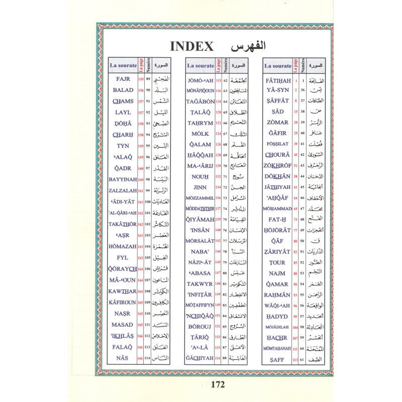 Coran tajwid Arabe – Quart Yasin (Sourates 36 à 114) – Tajwid en couleurs – Traduction Muhammad Hamidullah – 17 × 24 cm – Dar Al Maarifah - Kokechli Dar Al Maarifah