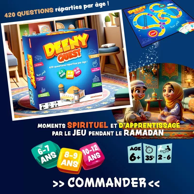 DEENY QUEST – 420 questions sur l’Islam - Jeu de société éducatif (+6 ans) - KokechliSana
