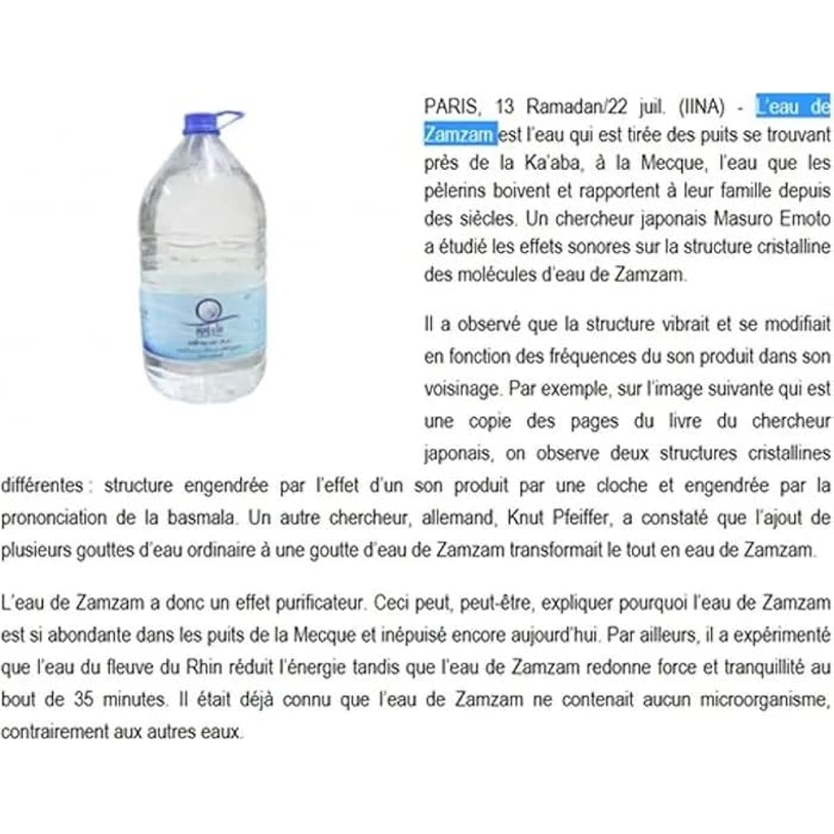 Eau de Zamzam 50cl – Authentique de La Mecque - Kokechli Kokechli