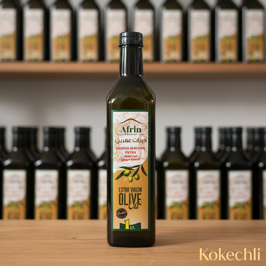 Huile d’olive extra vierge Afrin Khairat 1L – Huile d’olive naturelle premium d’Afrin (Syrie) - Kokechli Kokechli