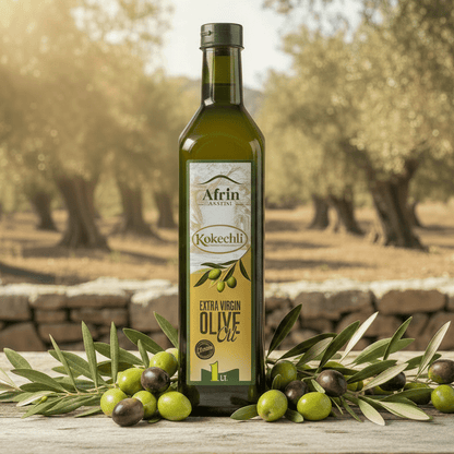 Huile d’olive extra vierge Afrin Khairat 1L – Huile d’olive naturelle premium d’Afrin (Syrie) - Kokechli Kokechli