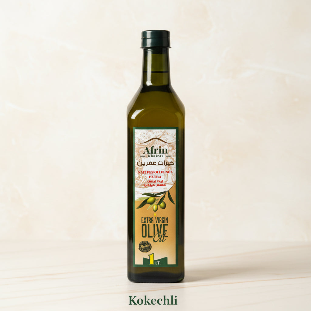 Huile d’olive extra vierge Afrin Khairat 1L – Huile d’olive naturelle premium d’Afrin (Syrie) - Kokechli Kokechli