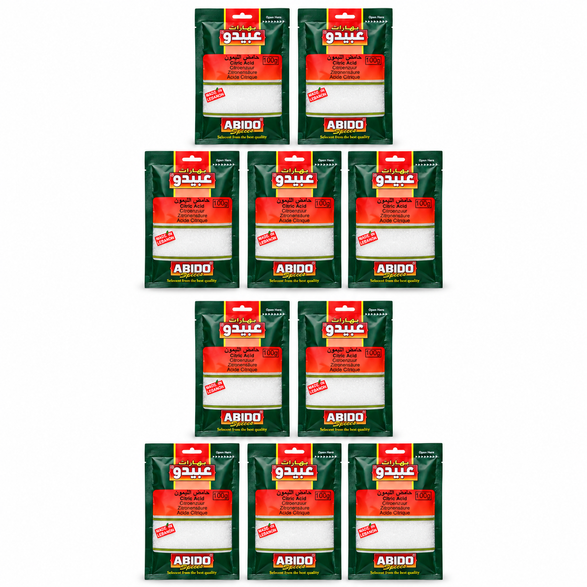 Acide citrique Abido 100 g – Lot de 10 sachets