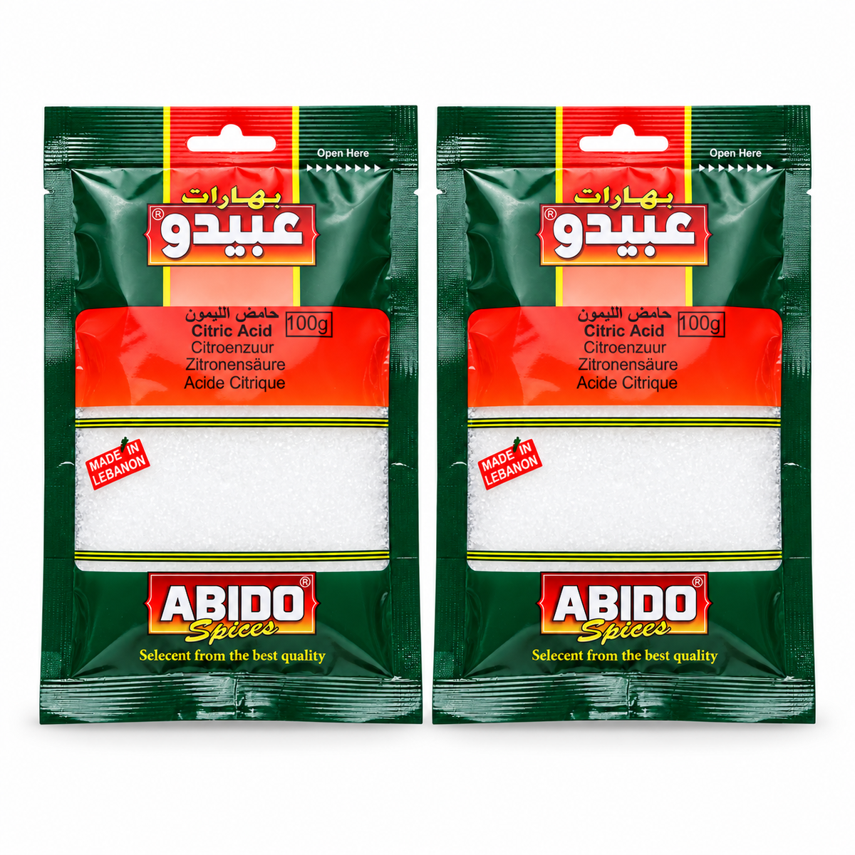 Acide citrique Abido 100 g – Lot de 2 sachets