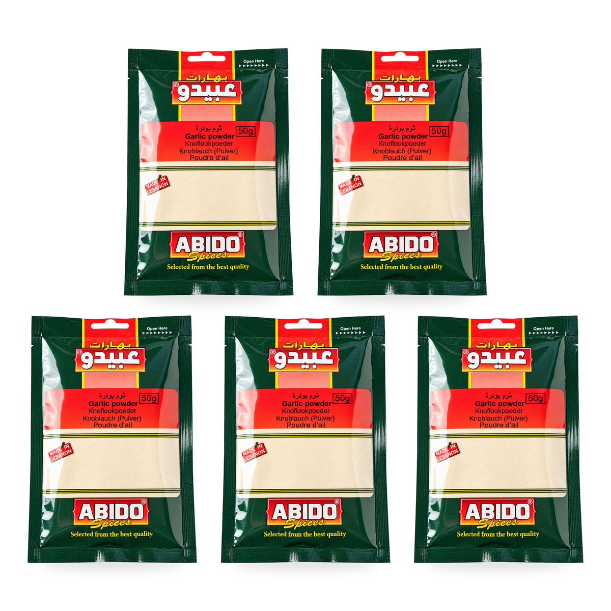 Ail en poudre Abido Spices 50 g – lot de 5 sachets