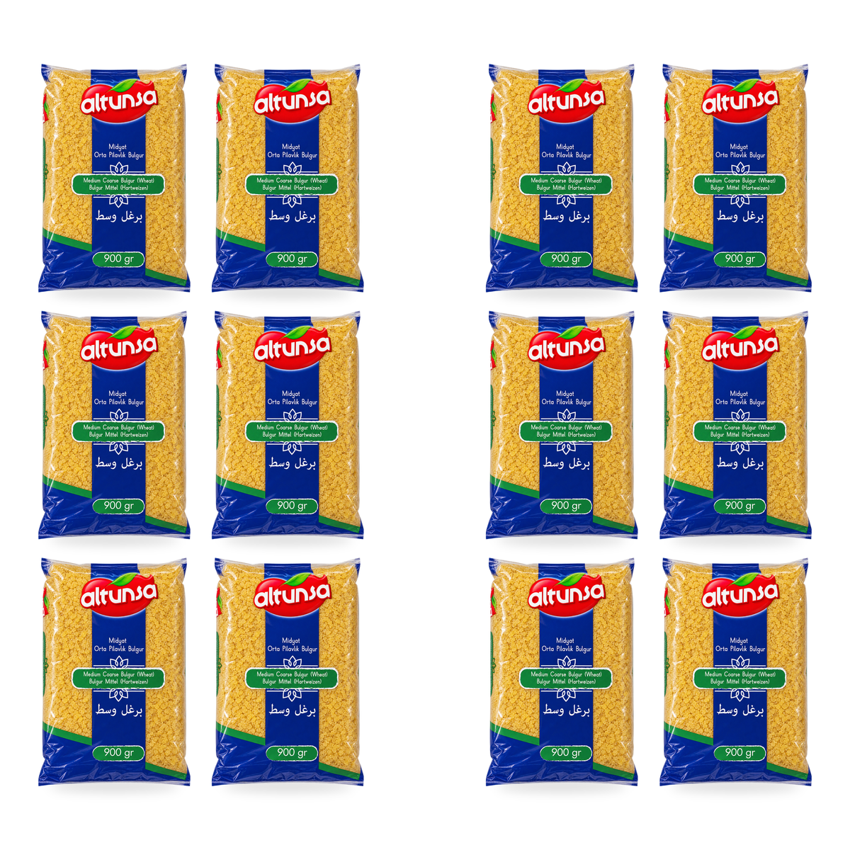 Boulgour à grains moyens Altunsa 900 g – lot de 12 sachets, fond blanc