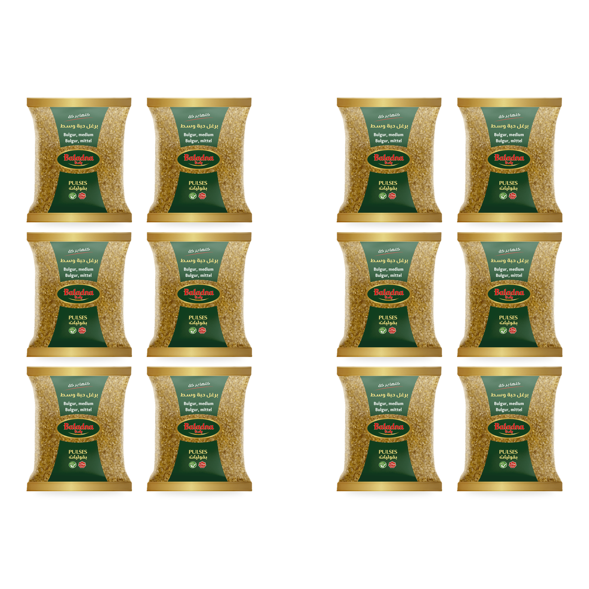 Boulgour grains moyens Baladna 900 g – Lot de 12 sachets