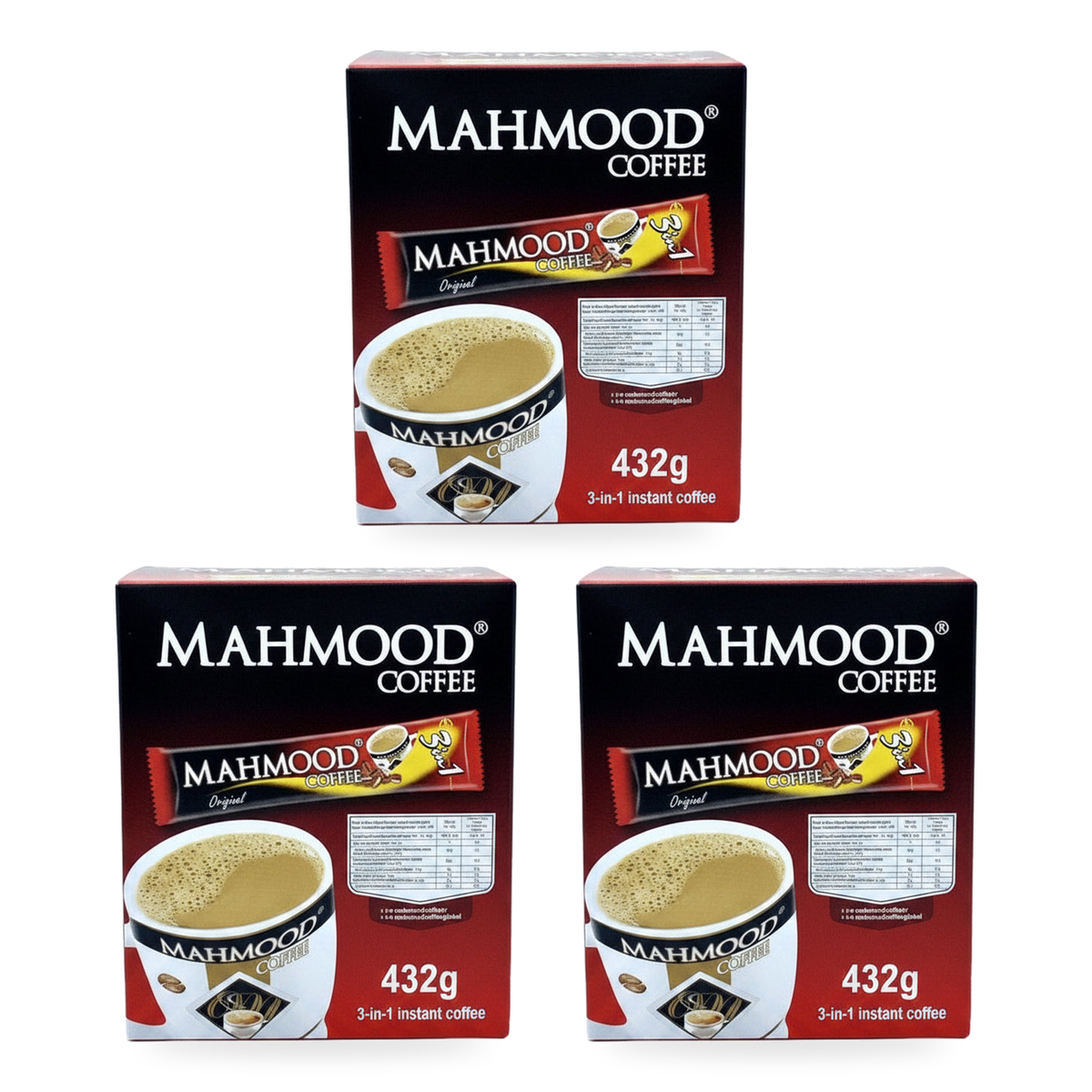 Café instantané 3-en-1 Mahmood, boîte de 432 g – 3 boîtes