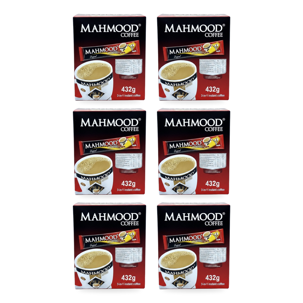 Café instantané 3-en-1 Mahmood, boîte de 432 g – 6 boîtes