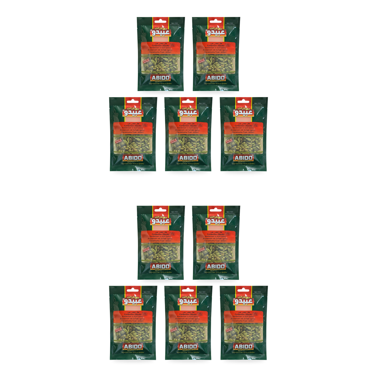 Cardamome entière Abido 30 g — lot de 10 sachets