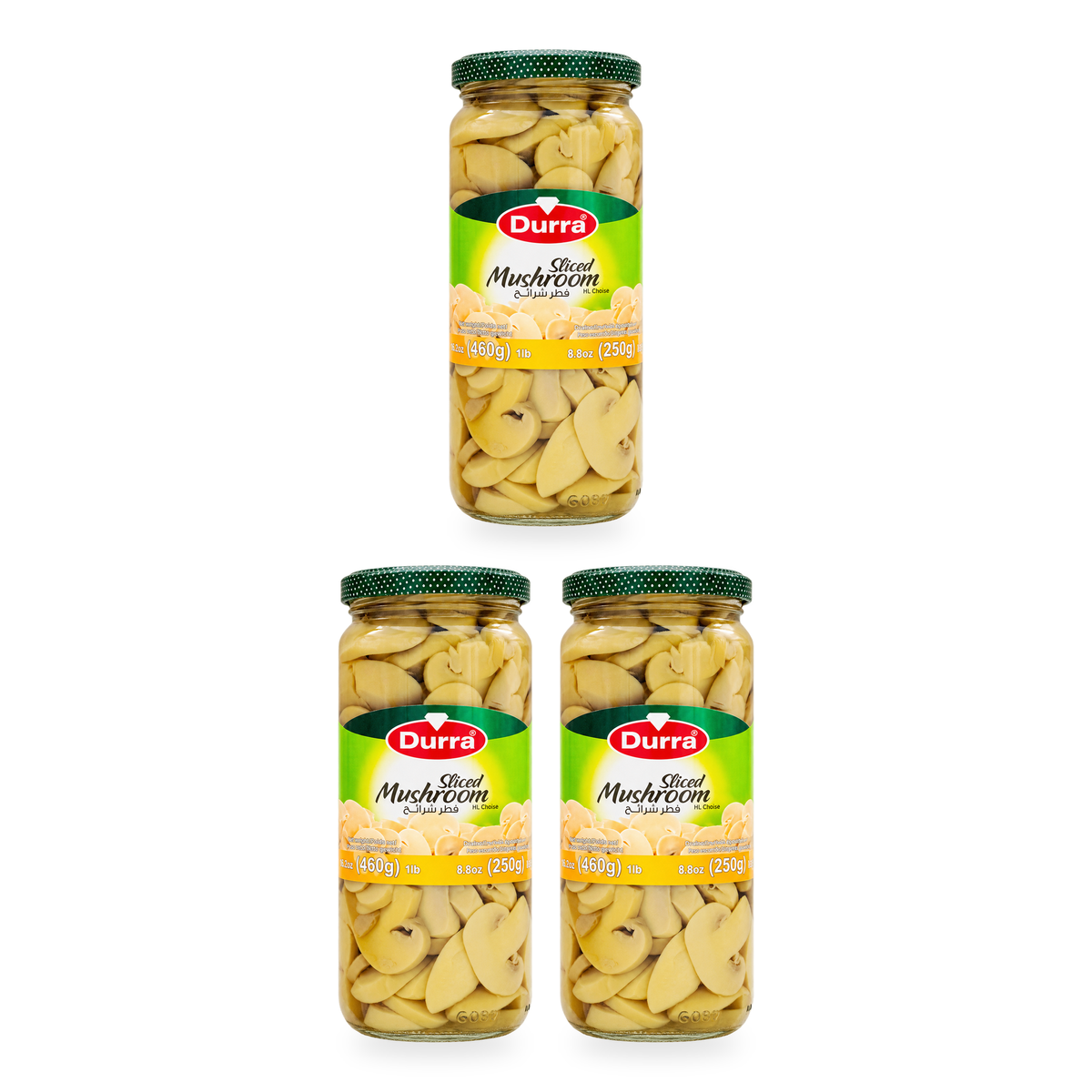 Champignons en lamelles Durra 460 g – Lot de 3 bocaux