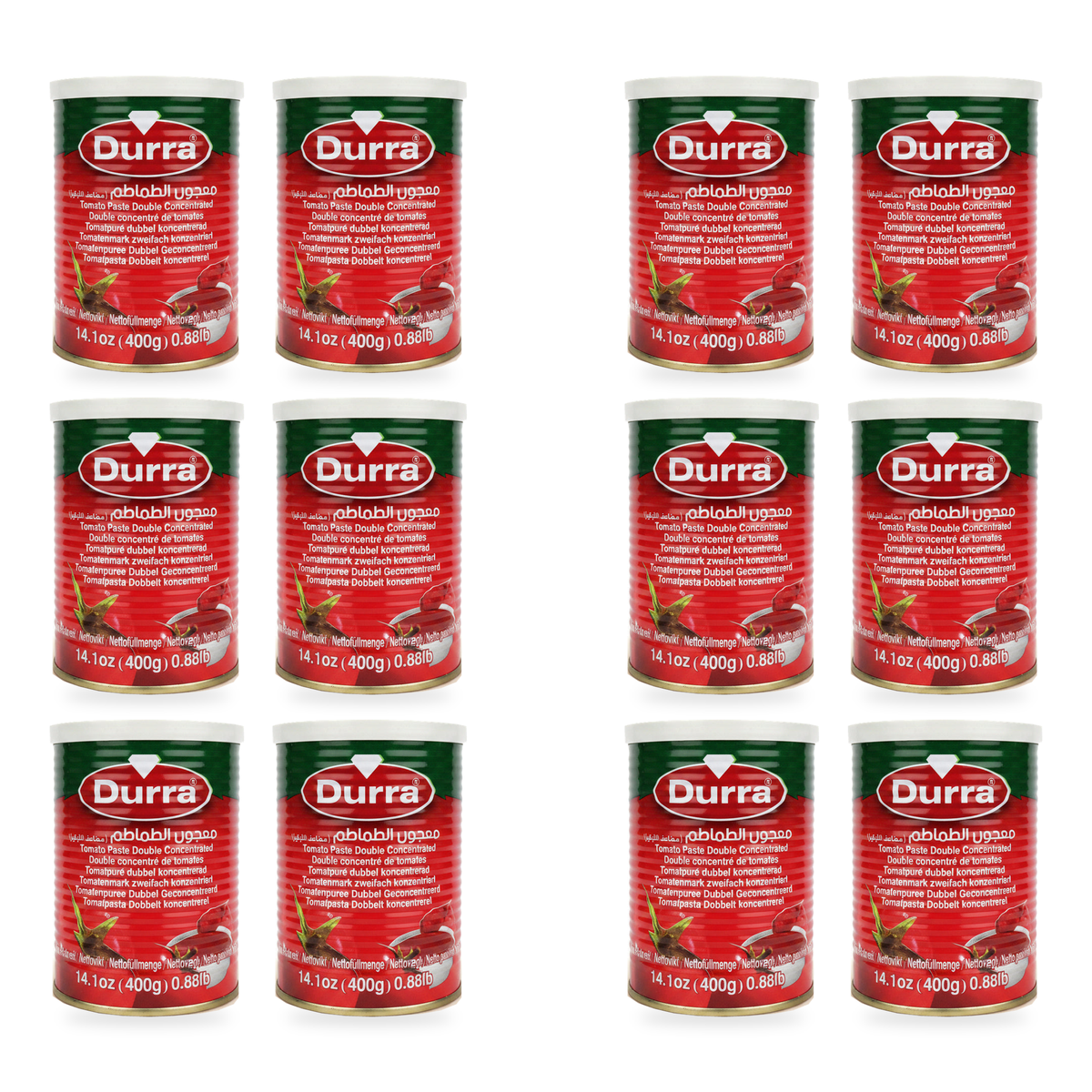 Double concentré de tomates Durra400 g – Lot de 12 boîtes