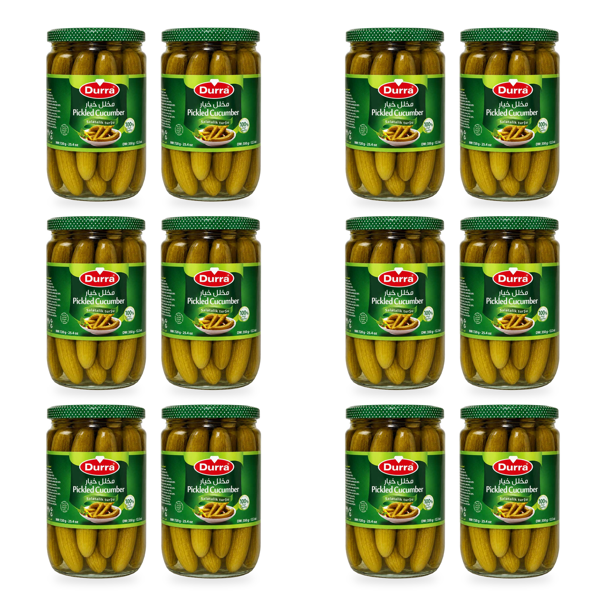 Concombres marinés Durra 720 g - lot de 12 bocaux