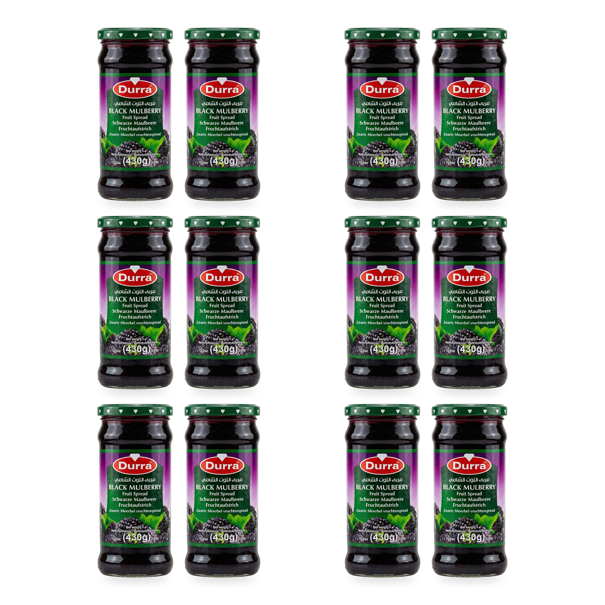 Confiture de mûres noires Durra 430 g – lot de 12 pots