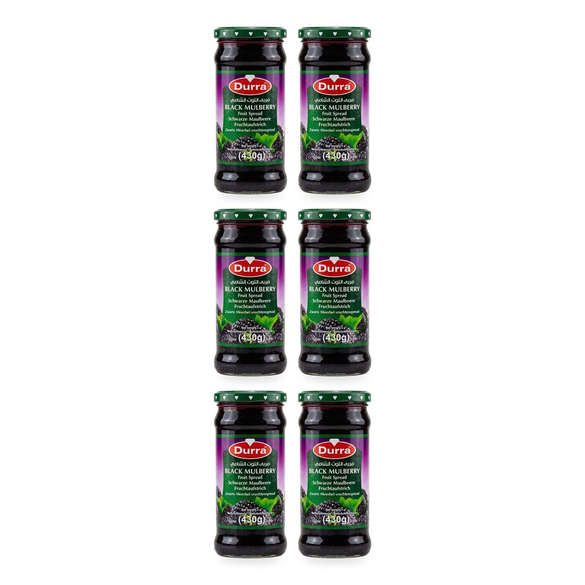 Confiture de mûres noires Durra 430 g – lot de 6 pots