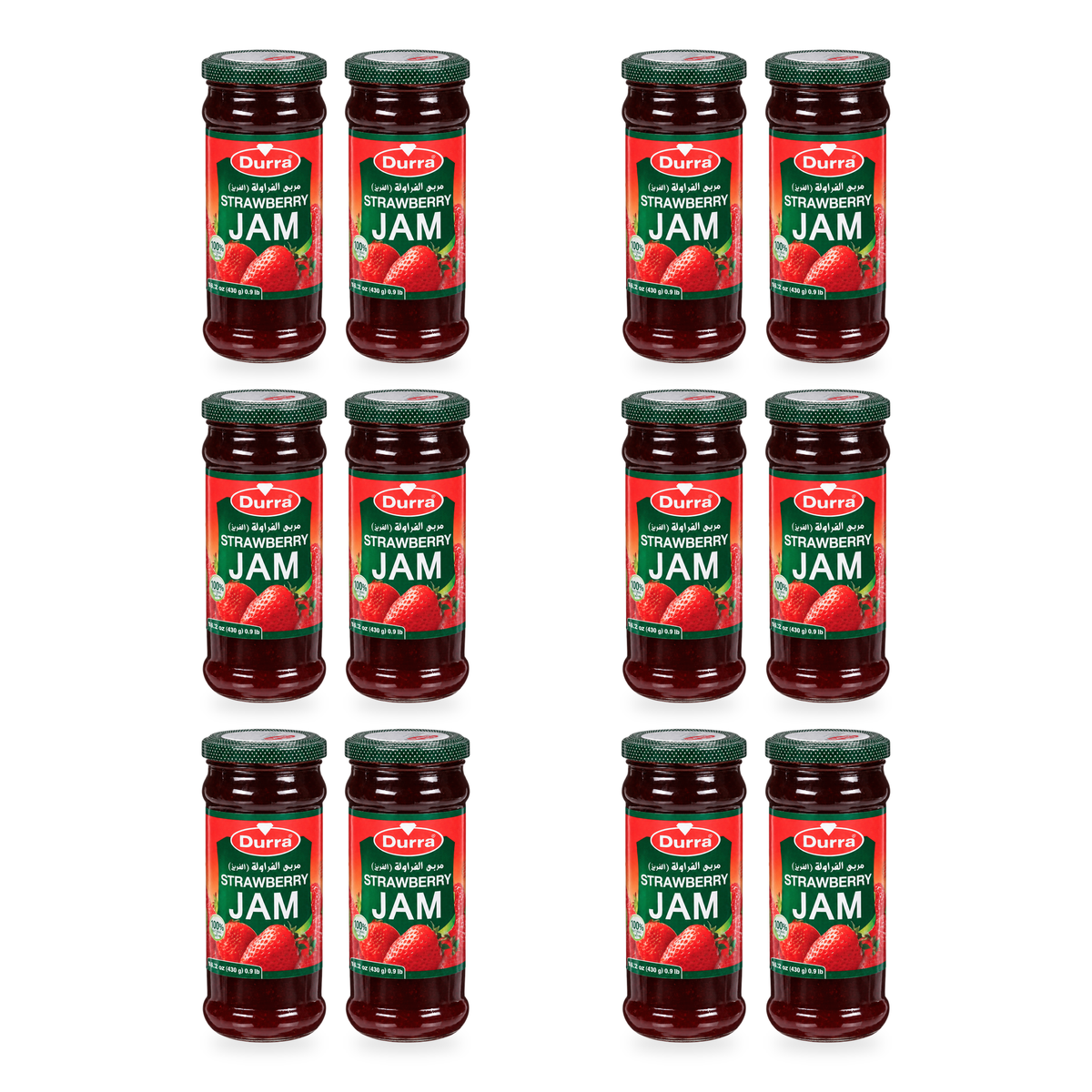 Confiture de fraise Durra 430 g – Lot de 12 pots