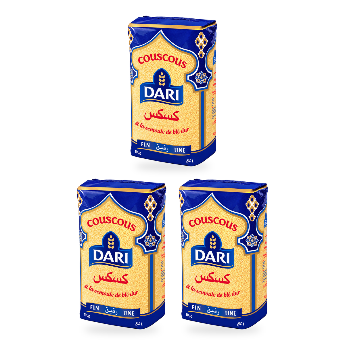 Couscous fin DARI 1 kg – lot de 3 paquets