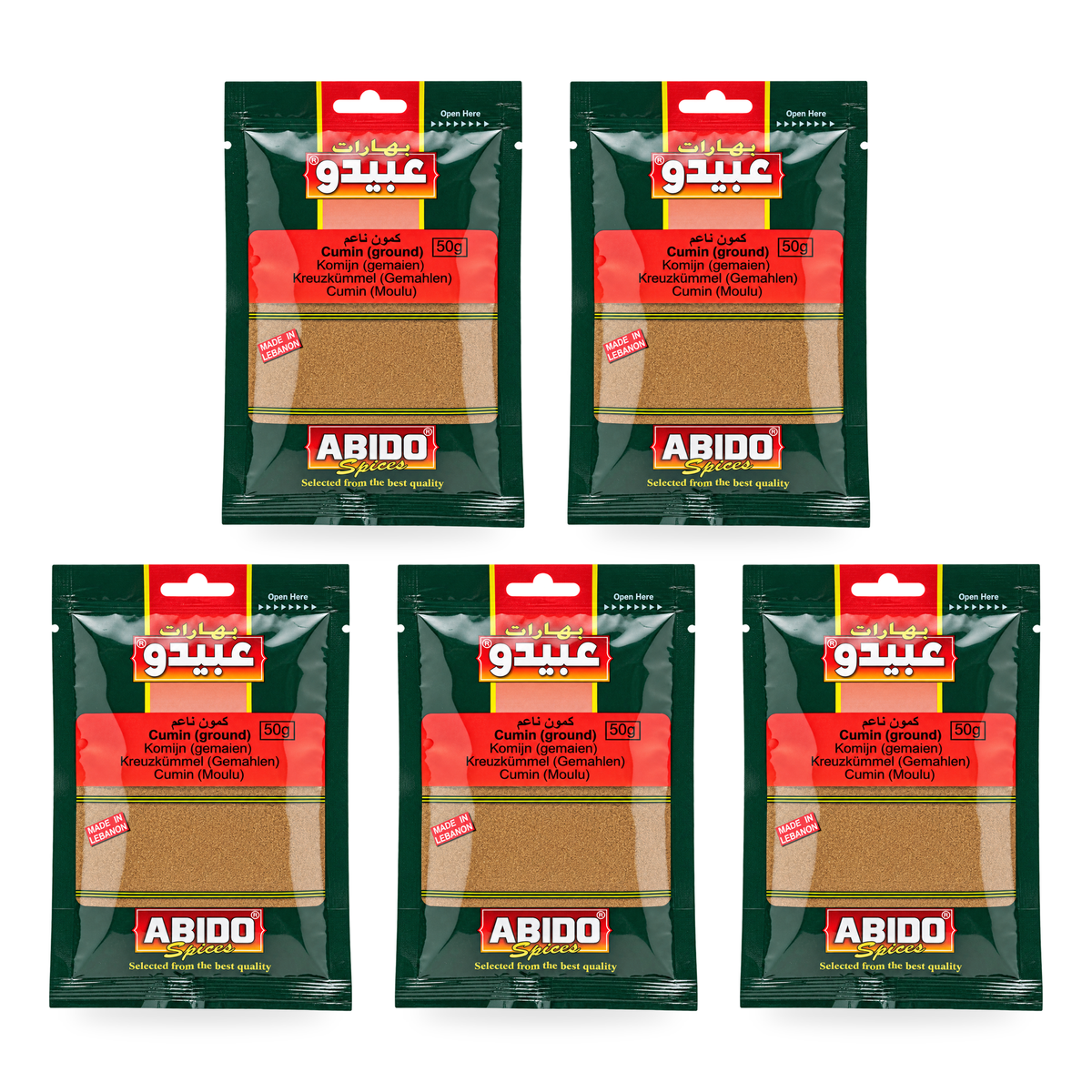 Cumin moulu Abido Spices 50 g – lot de 5 sachets