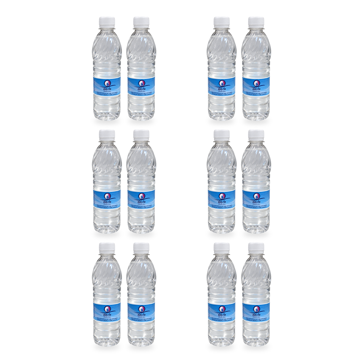 Eau de Zamzam 50 cl (500 ml) – lot de 12 bouteilles, fond blanc