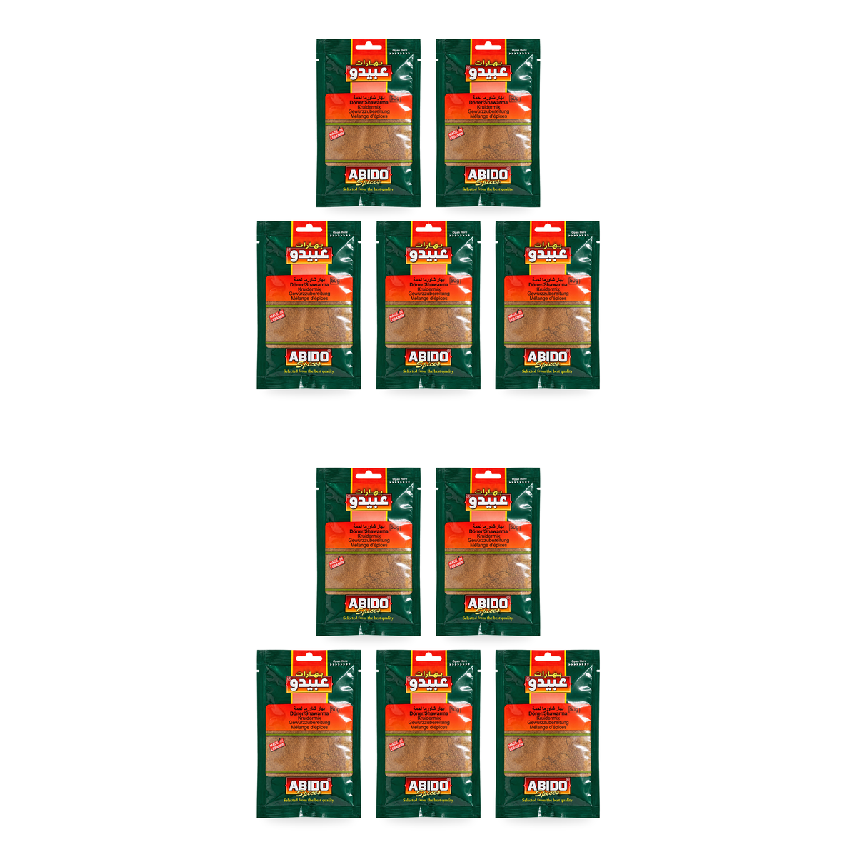 Épices shawarma viande Abido Spices 50 g – lot de 10 sachets