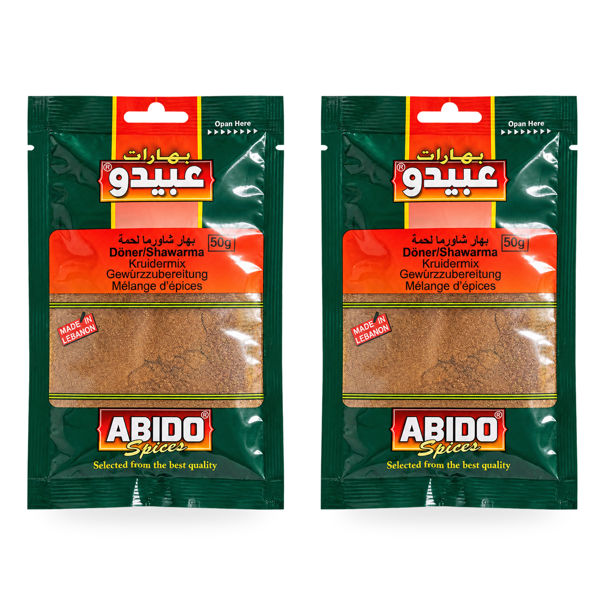 Épices shawarma viande Abido Spices 50 g – lot de 2 sachets