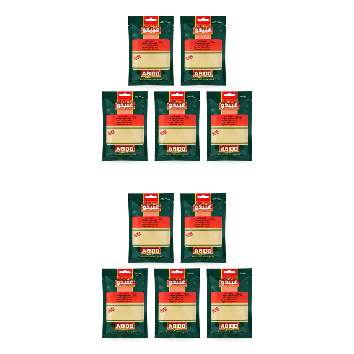 Gingembre moulu Abido 50 g – Lot de 10 sachets