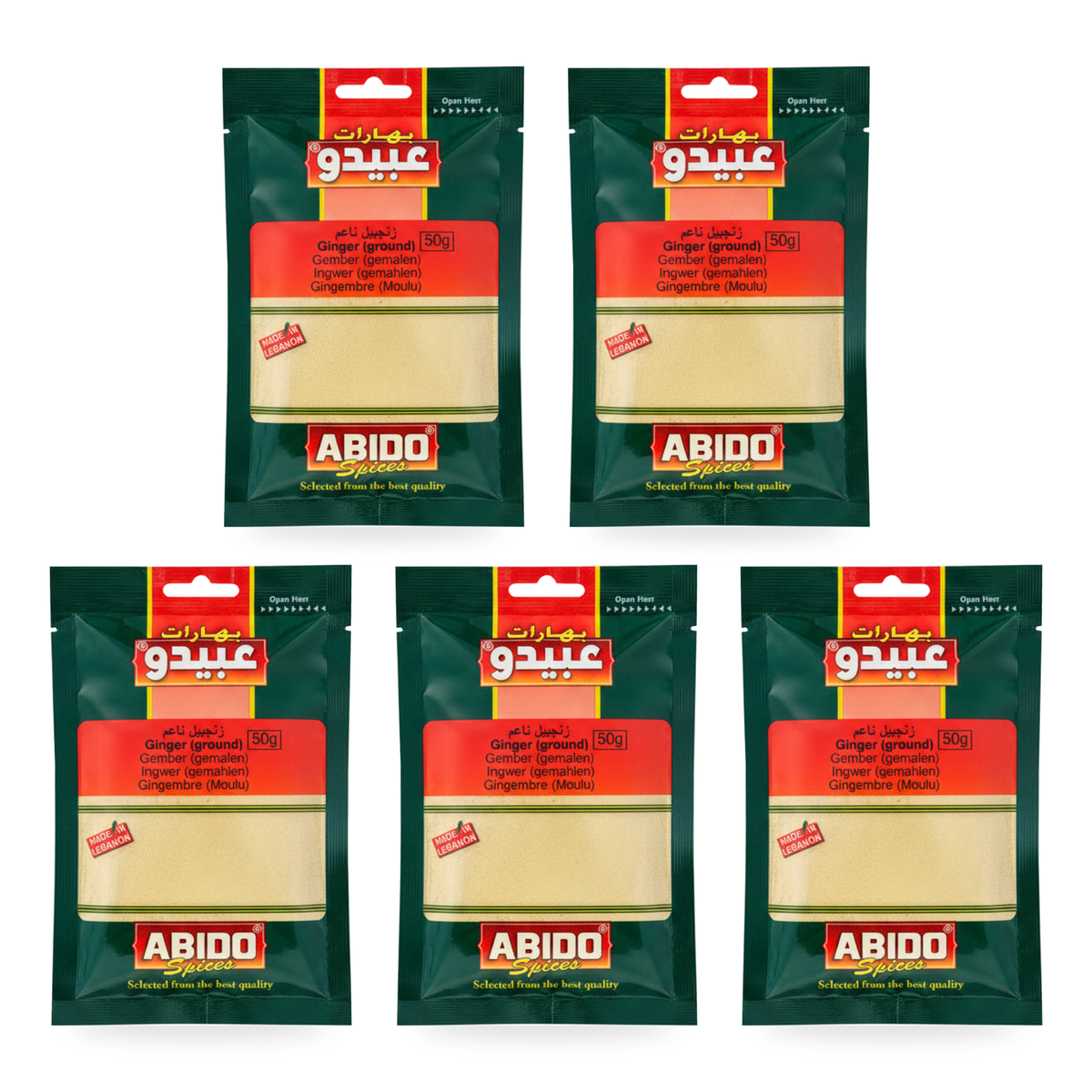 Gingembre moulu Abido 50 g – Lot de 5 sachets