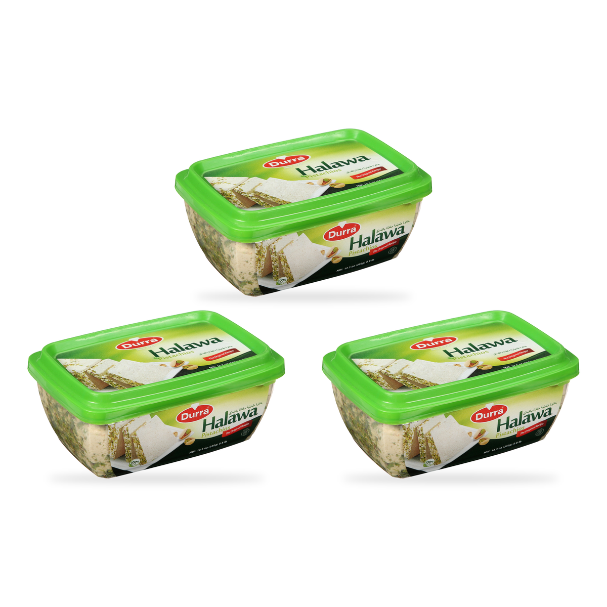 Halawa aux pistaches Durra 350 g – Lot de 3 boîtes vertes
