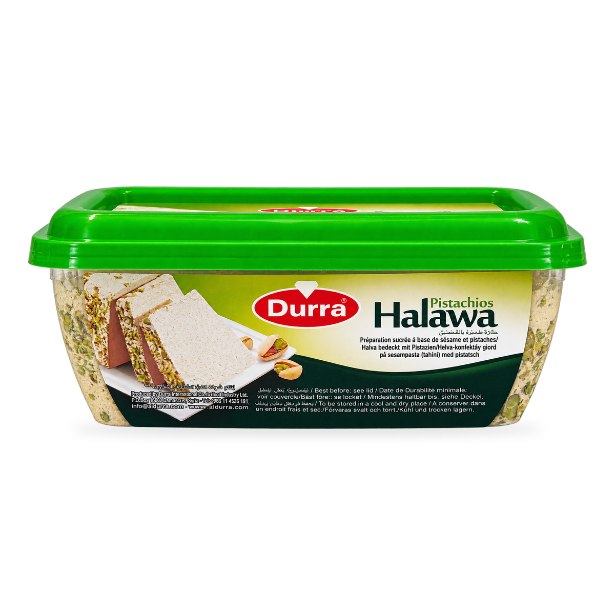 Halawa aux pistaches Durra 700 g — une boîte, couvercle vert