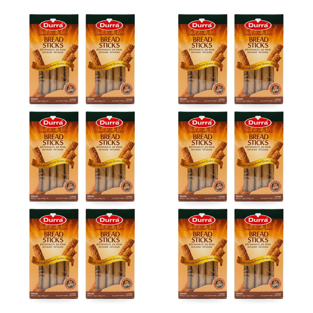 Kaak, bâtonnets de pain au sésame Durra 454 g – Lot de 12 boîtes