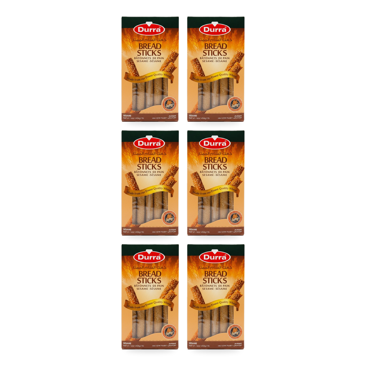 Kaak, bâtonnets de pain au sésame Durra 454 g – Lot de 6 boîtes