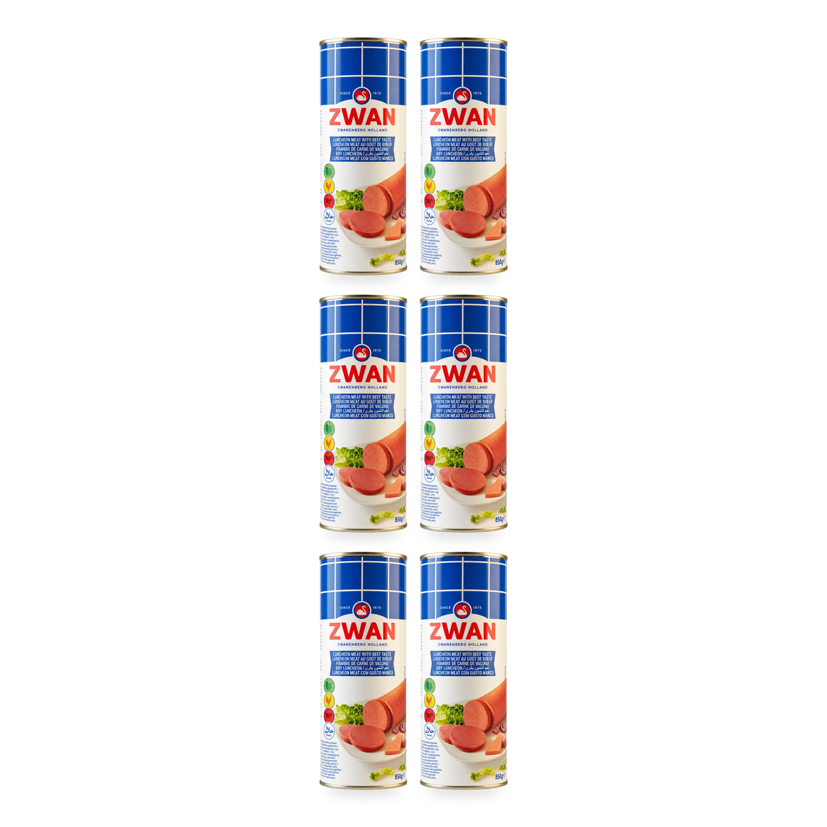 Luncheon meat au goût de bœuf ZWAN 850 g – lot de 6 boîtes