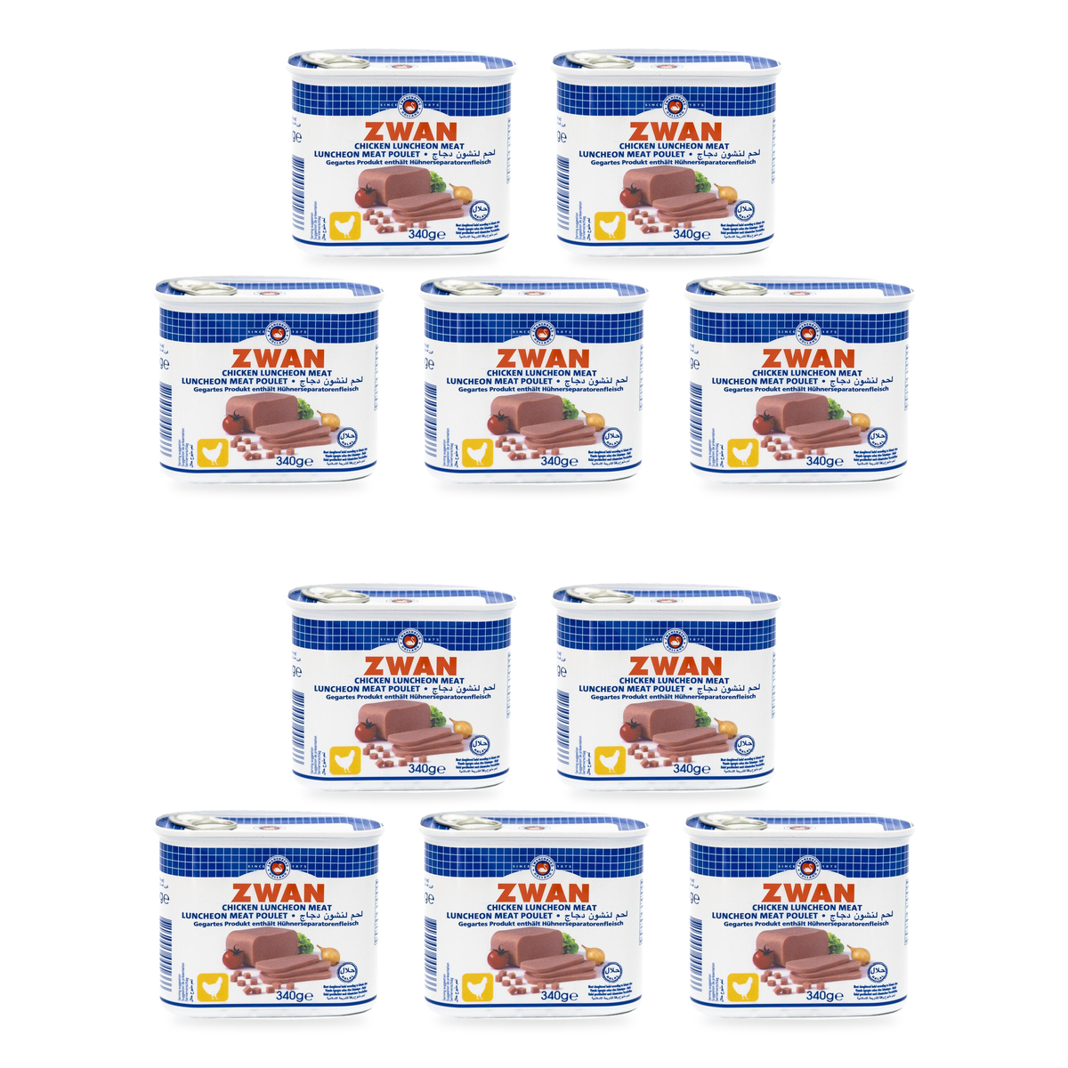 Luncheon meat au poulet Zwan 340 g – Lot de 10 boîtes